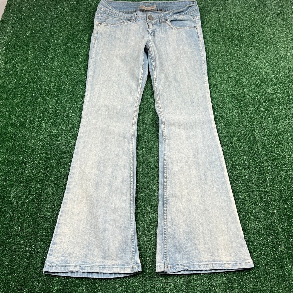VTG No Boundaries Jeans Women's 11 31x30" Light Wash Flare Low Rise Stretch Y2K